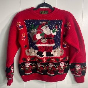 South Wool Women’s Medium Sweater Vintage Holiday Santa Christmas Ugly Sweater